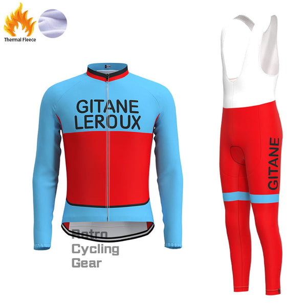 GITANE Blue-Red Fleece Retro Cycling Kits