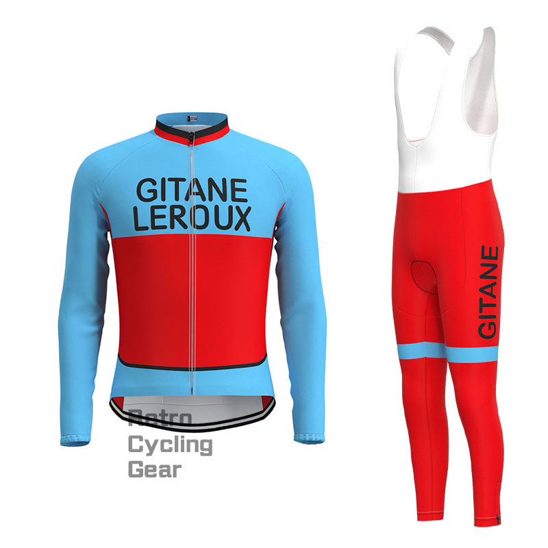 GITANE Blau-Rotes Retro-Langarm-Radsport-Set