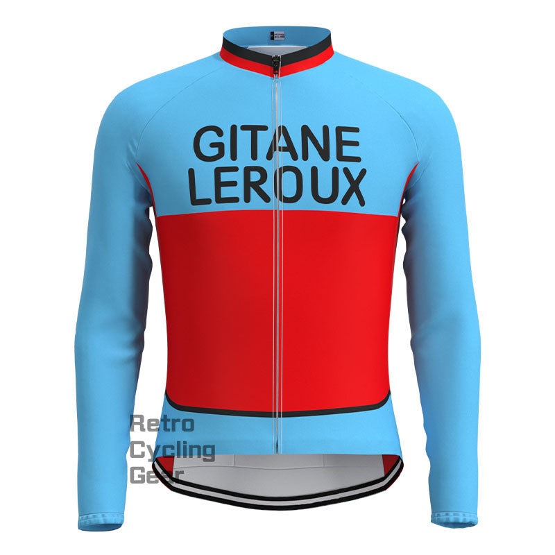 GITANE Blau-Rotes Retro-Langarm-Radsport-Set