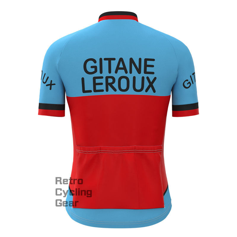 GITANE Blau-Rotes Retro-Trikot mit kurzen Ärmeln