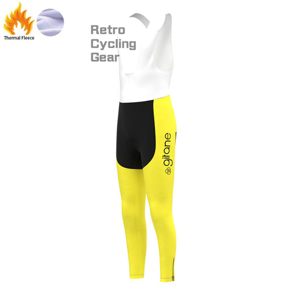 Girane Yellow Fleece Retro Cycling Pants