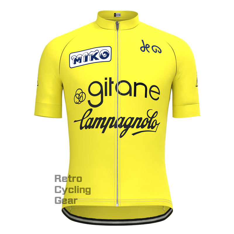 Girane Yellow Retro Short Sleeve Cycling Kit