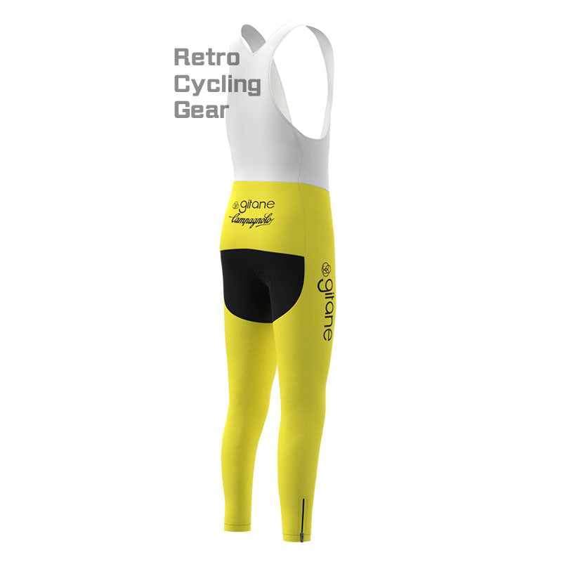 Girane Yellow Fleece Retro Cycling Pants