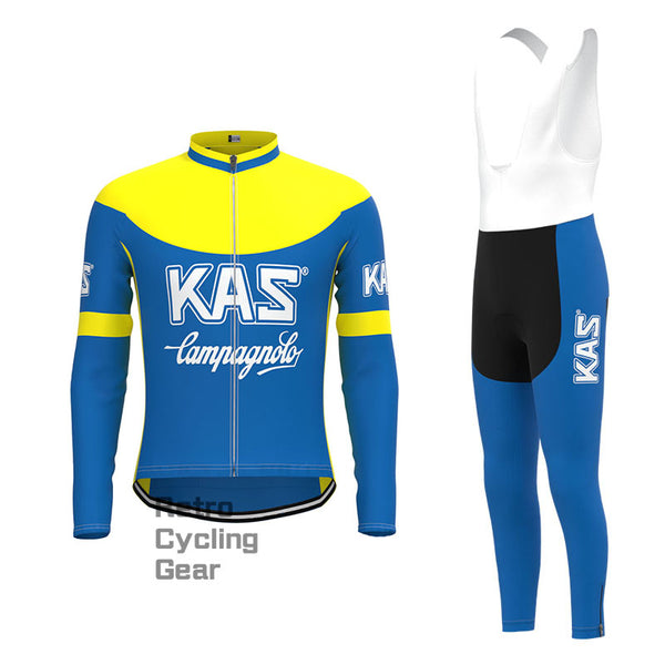 KAS Blue Retro Long Sleeve Cycling Kit