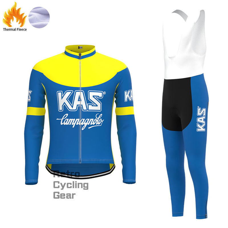 KAS Blaue Fleece-Retro-Radsport-Sets