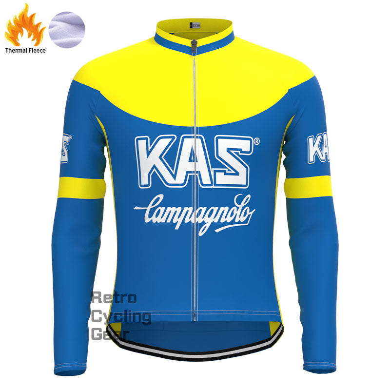 KAS Blaue Fleece-Retro-Radsport-Sets