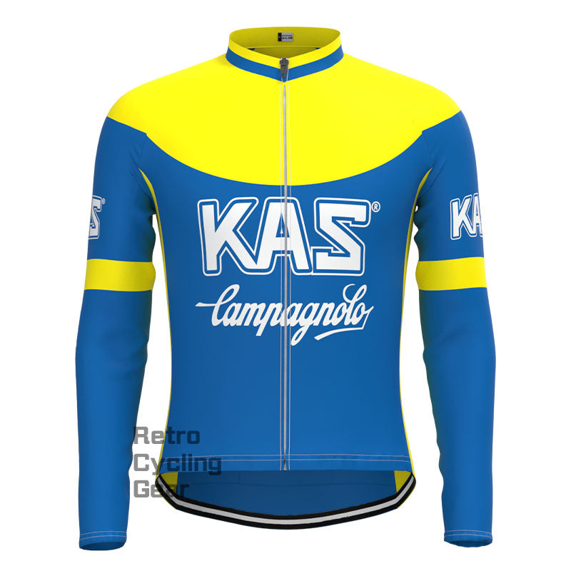 KAS Blaues Retro-Langarm-Radsport-Set