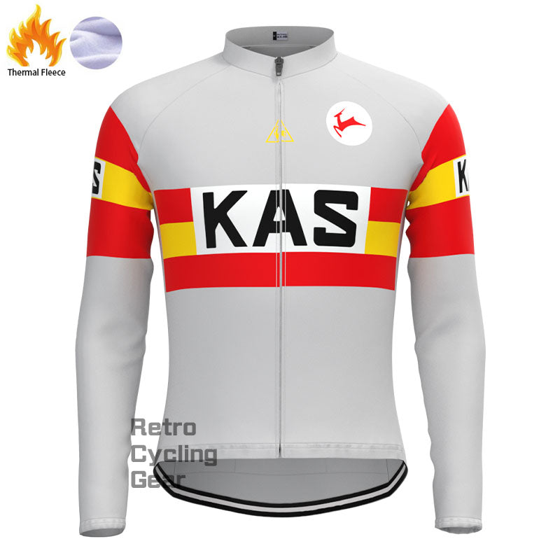 KAS Graue Fleece-Retro-Langarmtrikots