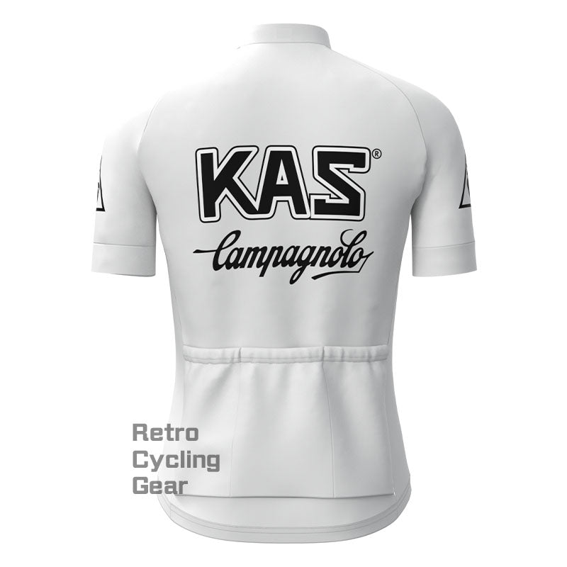 KAS Weißes Retro-Trikot mit kurzen Ärmeln