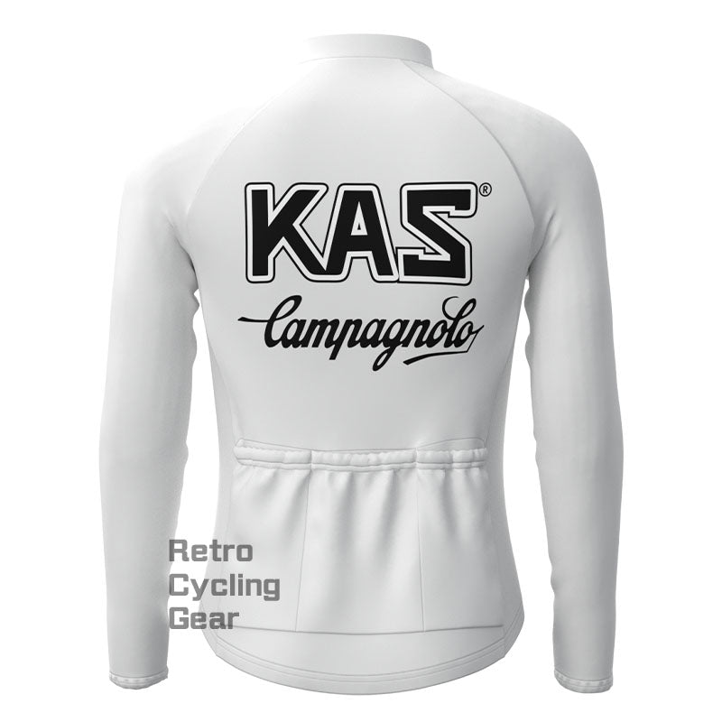 KAS White Fleece Retro Long Sleeves Jerseys