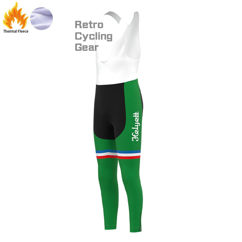 LEROUX Grüne Fleece-Retro-Radsport-Sets