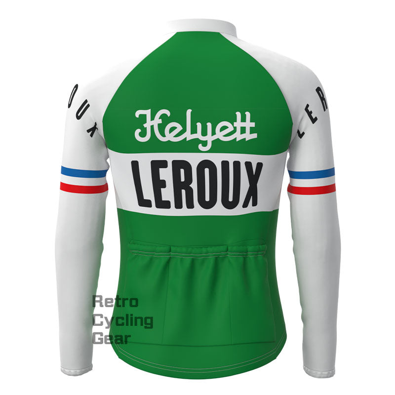 LEROUX Green Fleece Retro Long Sleeves Jerseys