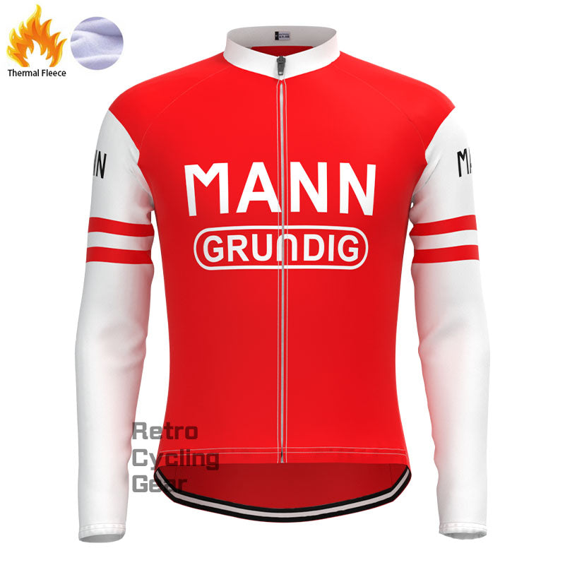 MANN Red Fleece Retro Long Sleeves Jerseys