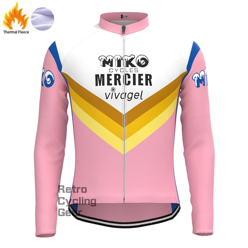 MIKO Pink Fleece Retro Long Sleeves Jerseys