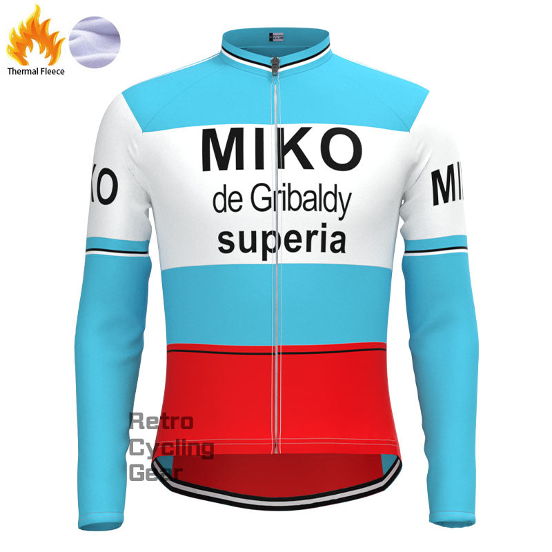 MIKO Blue Fleece Retro Long Sleeves Jerseys