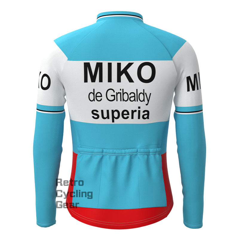 MIKO Blue Fleece Retro Long Sleeves Jerseys