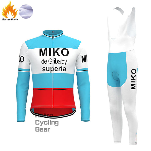 MIKO Blue Fleece Retro-Radsport-Sets