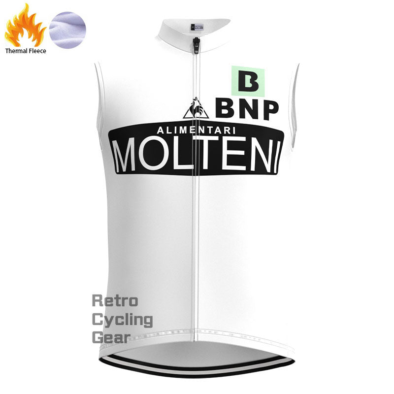 Molteni Retro-Radsportweste aus weißem Fleece