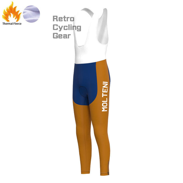 Molteni Brown-Blue Fleece Retro Cycling Pants