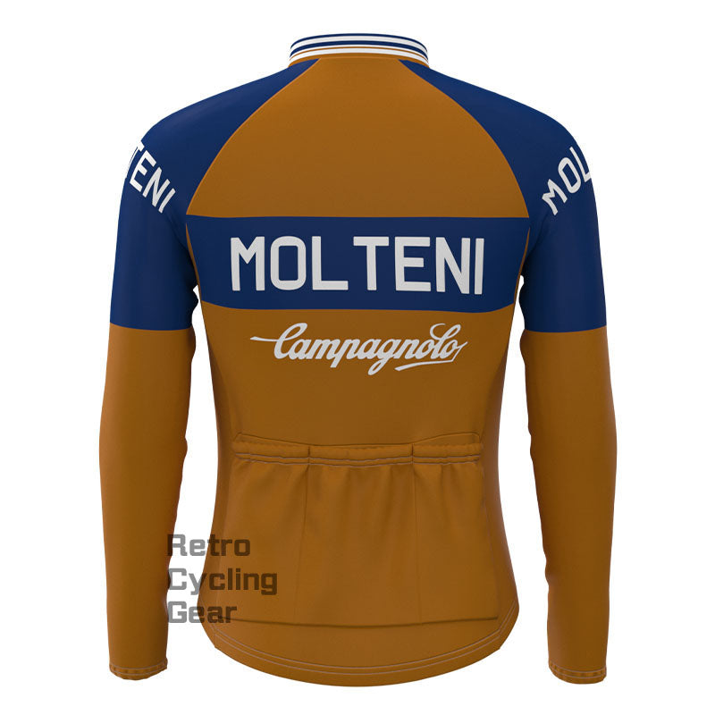Molteni Brown-Blue Retro Long Sleeves Jersey