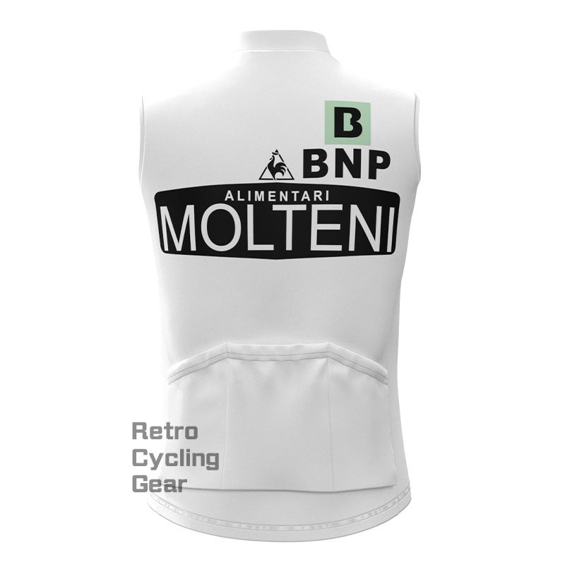 Molteni Retro-Radsportweste aus weißem Fleece