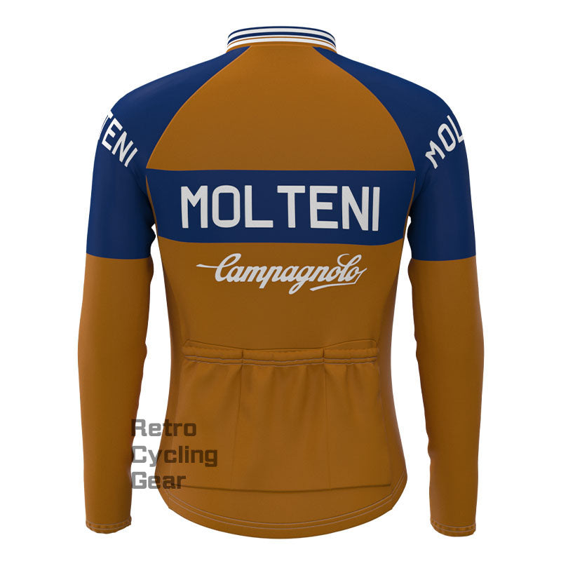 Molteni braun-blaue Fleece-Retro-Radsport-Sets