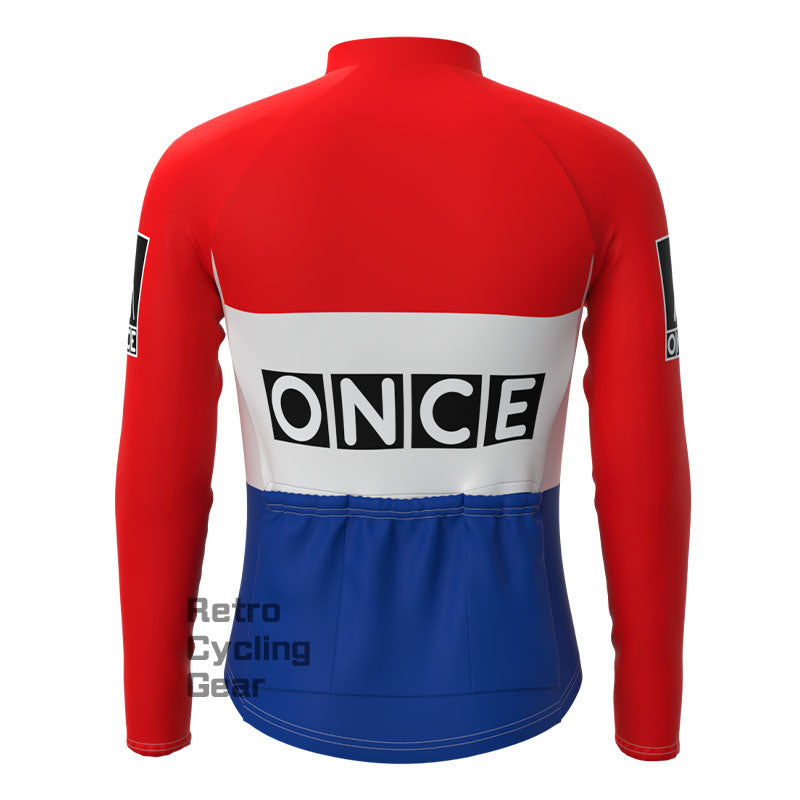 ONCE Red Fleece Retro Long Sleeves Jerseys