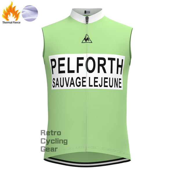 PELFORTH Mint Green Fleece Retro Cycling Vest