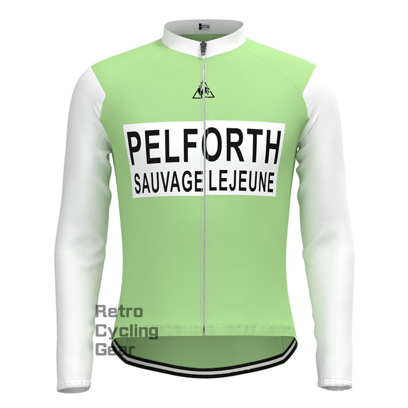 PELFORTH Mint Green Retro Long Sleeve Cycling Kit