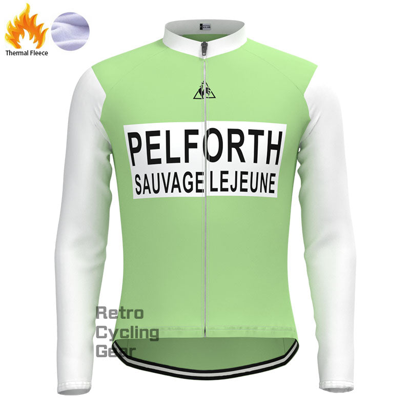 PELFORTH Mint Green Fleece Retro Long Sleeves Jerseys