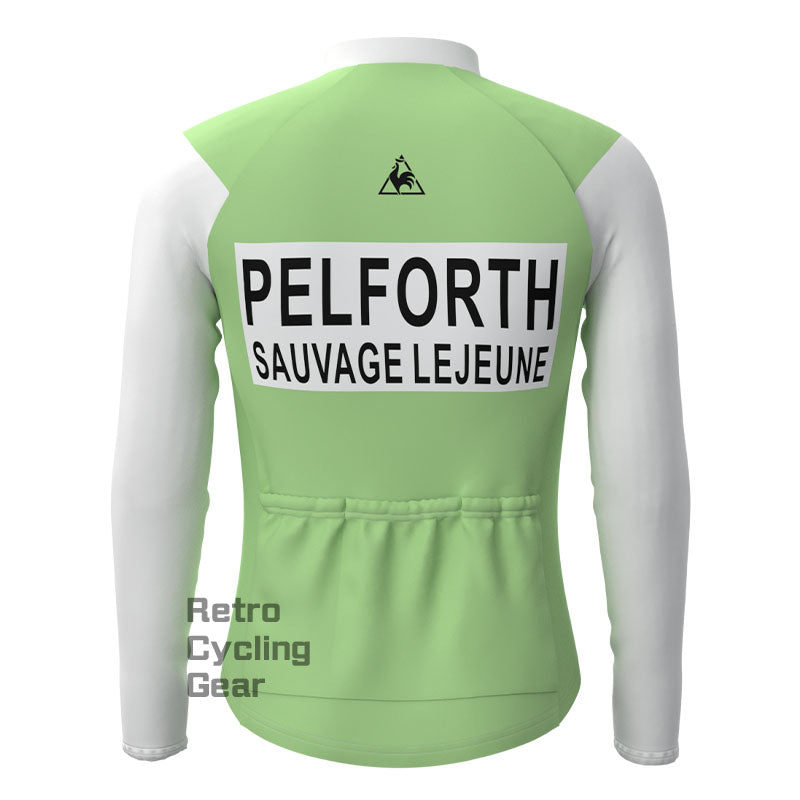 PELFORTH Mint Green Fleece Retro Long Sleeves Jerseys