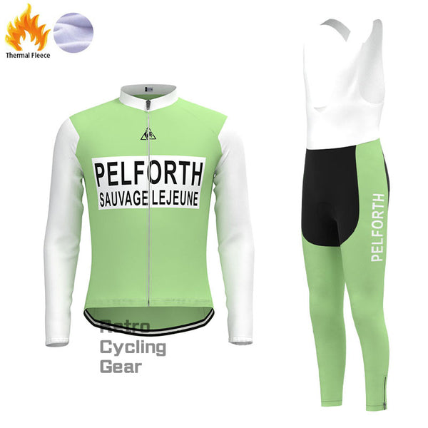 PELFORTH Mintgrüne Fleece-Retro-Radsport-Sets