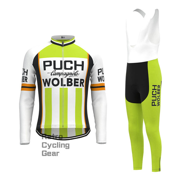 PUCH Green Stripe Retro Long Sleeve Cycling Kit