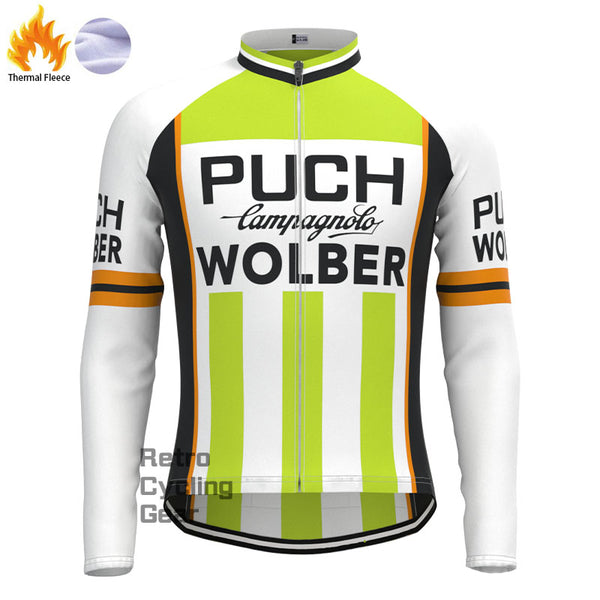 PUCH Green Stripe Fleece Retro Long Sleeves Jerseys