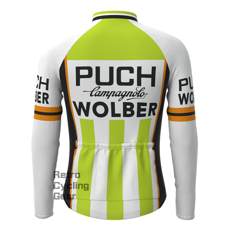 PUCH Green Stripe Fleece Retro Long Sleeves Jerseys