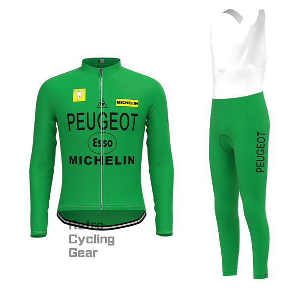 Peugeot Green Retro Long Sleeve Cycling Kit