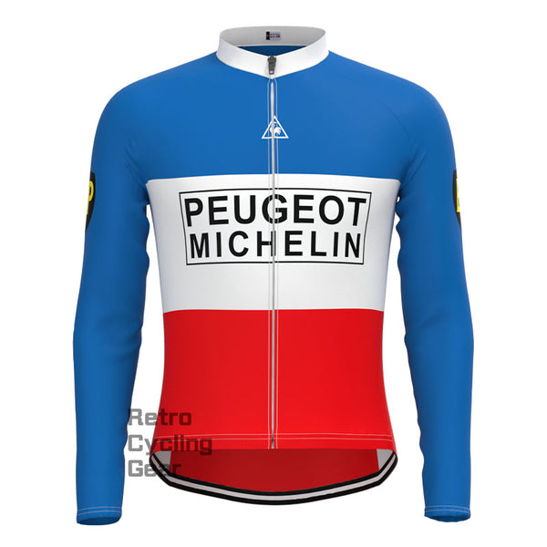 Peugeot Blue-Red Retro Long Sleeves Jersey