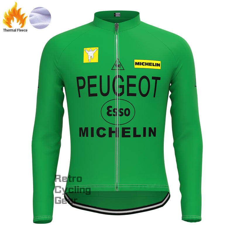 Grüne Fleece-Retro-Radsport-Sets von Peugeot