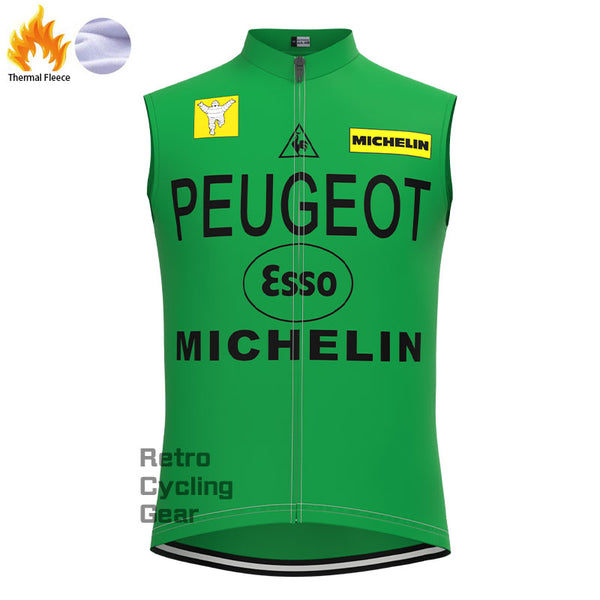Grüne Fleece-Retro-Fahrradweste von Peugeot