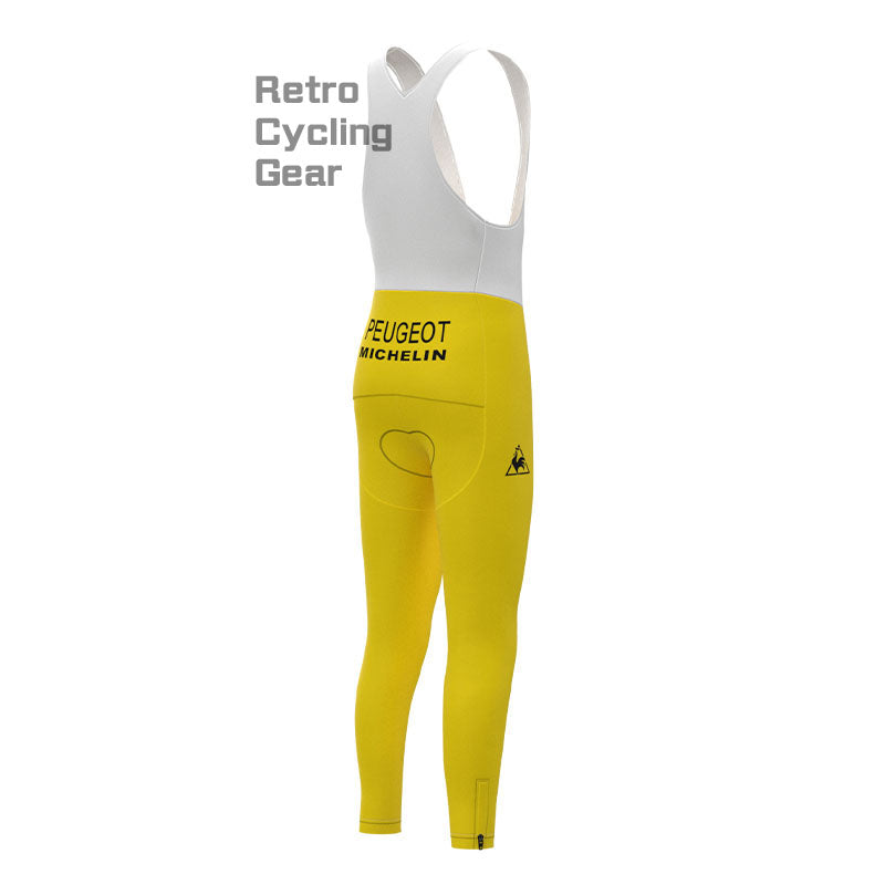 Peugeot gelbe Fleece-Retro-Radsport-Sets