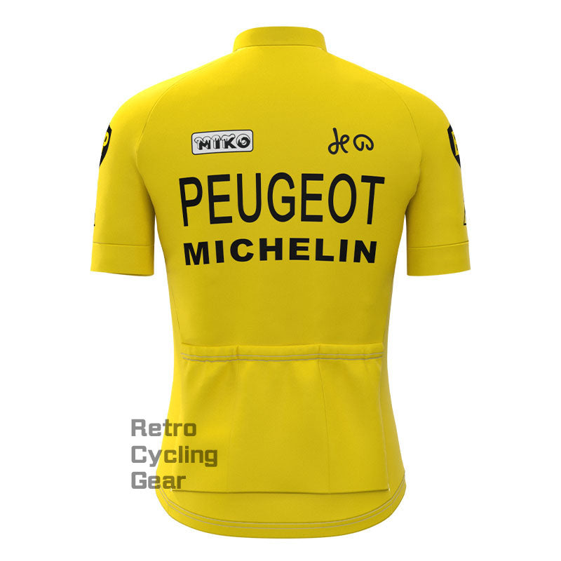 Peugeot Gelbes Retro-Trikot mit kurzen Ärmeln