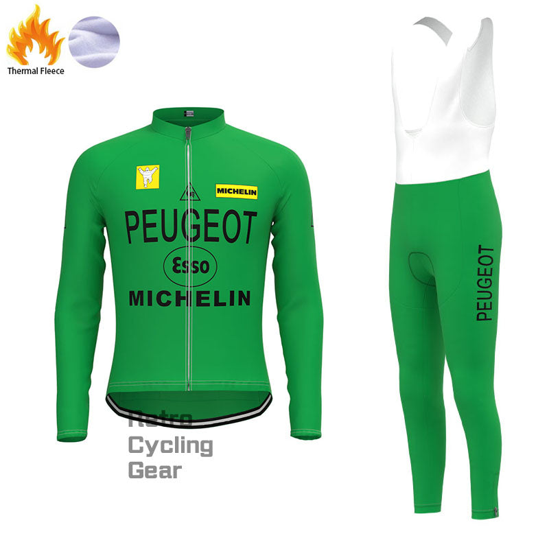 Grüne Fleece-Retro-Radsport-Sets von Peugeot