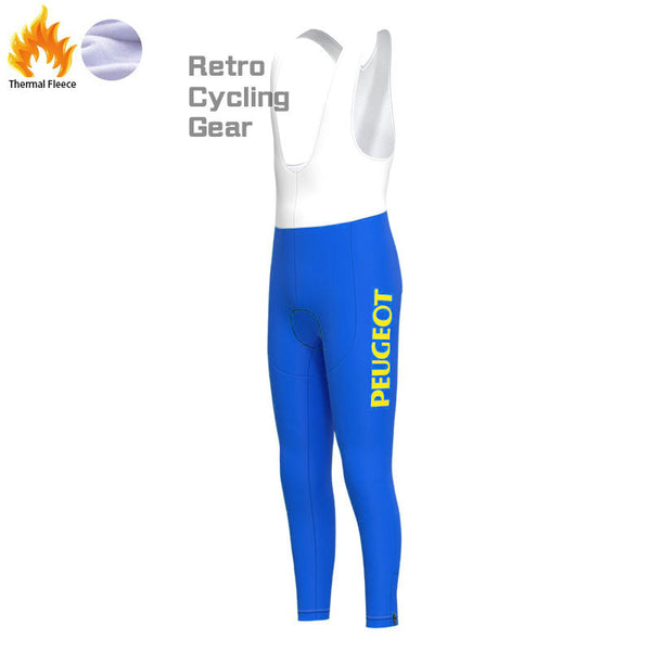Peugeot Blue-Yellow Fleece Retro Cycling Pants