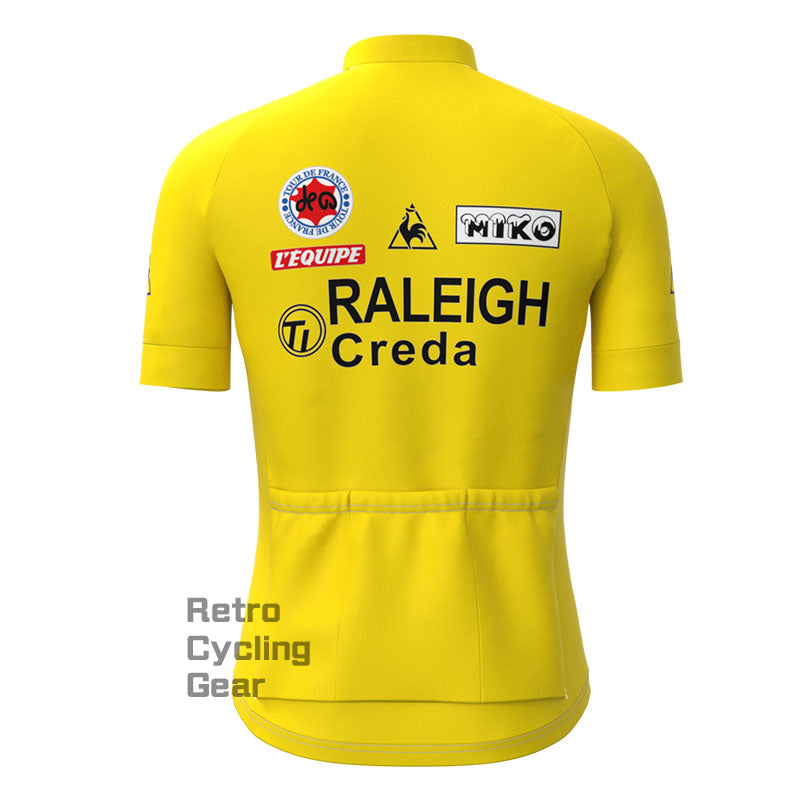 RALEIGH Gelbes Retro-Trikot mit kurzen Ärmeln