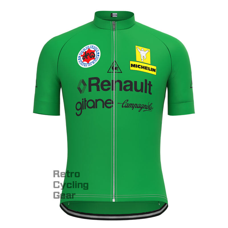 Renault Grünes Retro-Trikot mit kurzen Ärmeln