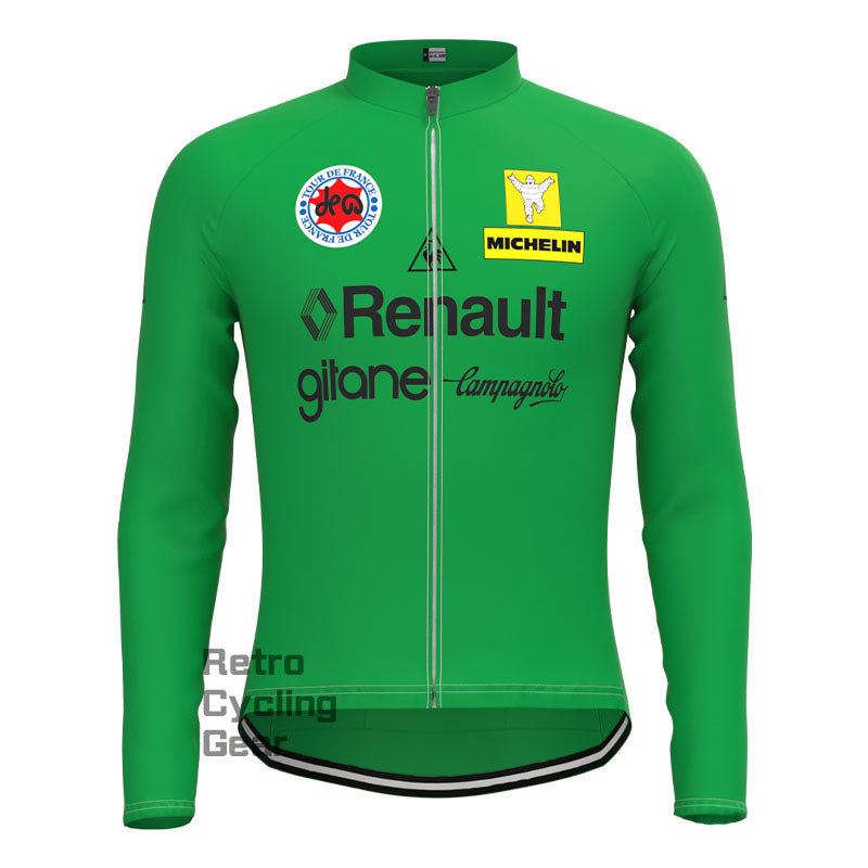 Renault Green Retro Langarm-Fahrradset