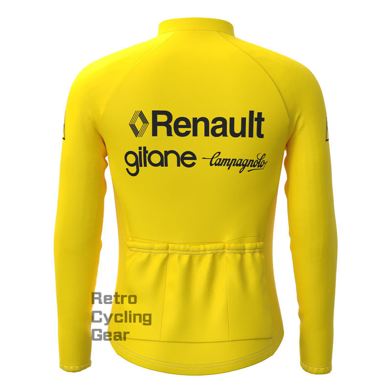 Renault Yellow Fleece Retro Long Sleeves Jerseys