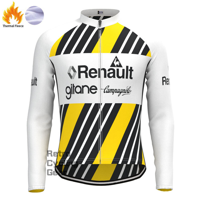 Renault Stripe Fleece Retro Long Sleeves Jerseys