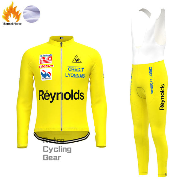 Reynolds gelbe Fleece-Retro-Radsport-Sets
