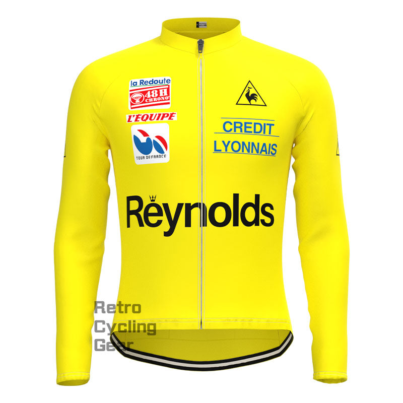 Reynolds gelbes Retro-Langarm-Radsport-Set